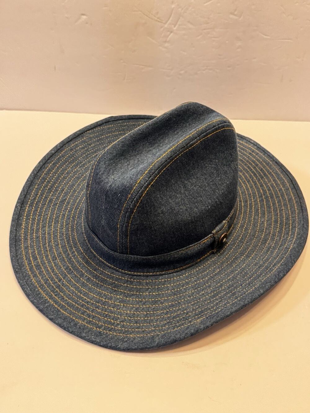 Levi Strauss Cowboy Hat Blue Denim Jean Western Medium Rodeo Made In China